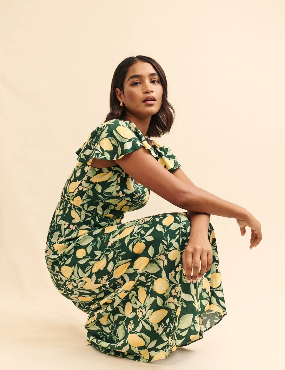 Green Lemon Print Elsie Midi Dress sold by Nobody's Child product image thumbnail 3