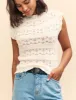 White Slash Neck Mock-Crochet Top sold by Nobody's Child