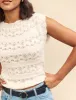 White Slash Neck Mock-Crochet Top sold by Nobody's Child