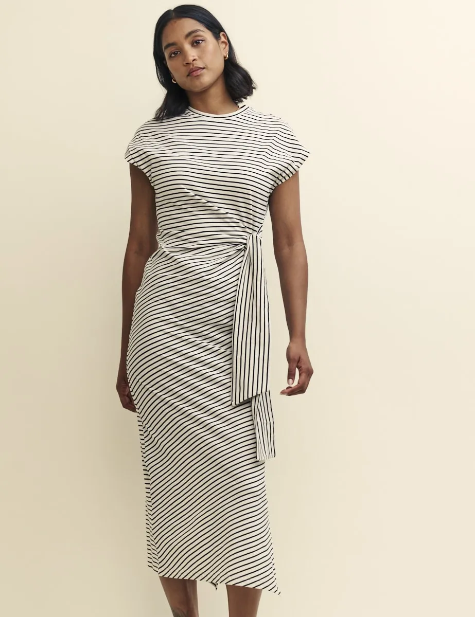 Cream Stripe Jersey Dakota Midi Dress sold by Nobody's Child