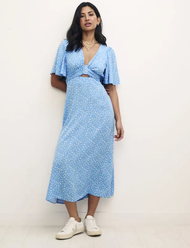 Blue Ditsy Floral London Midi Dress sold by Nobody's Child
