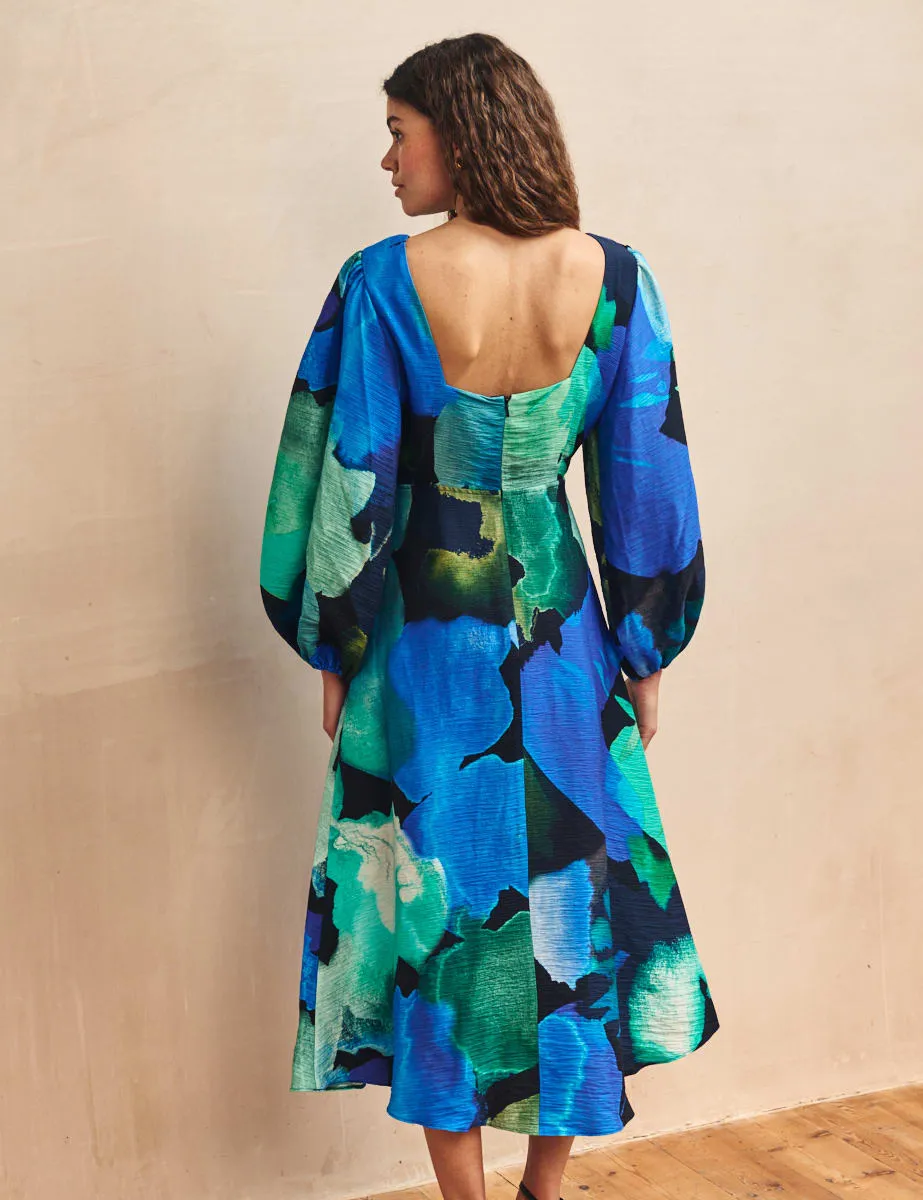 Blue Watercolour Floral Zora Midi Dress sold by Nobody's Child product image thumbnail 4