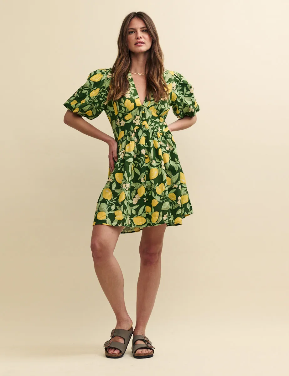 Green Lemon Print Starlight Mini Dress sold by Nobody's Child