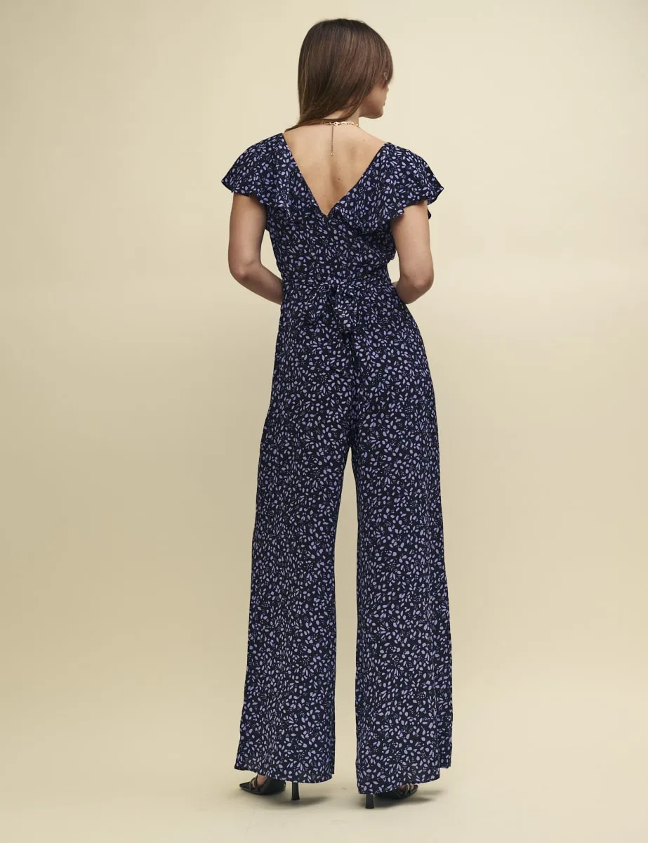 Purple Ditsy Floral Flutter Sleeve Suki Jumpsuit sold by Nobody's Child product image thumbnail 4