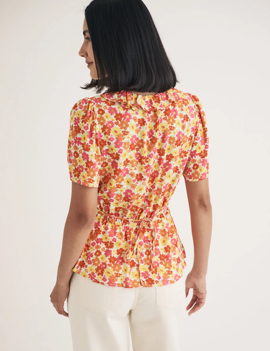 Orange Floral Ruffle Blouse sold by Nobody's Child product image thumbnail 4