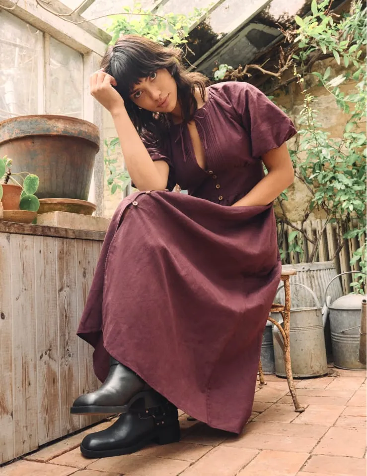 Plum Keyhole Isabella Midi Dress sold by Nobody's Child