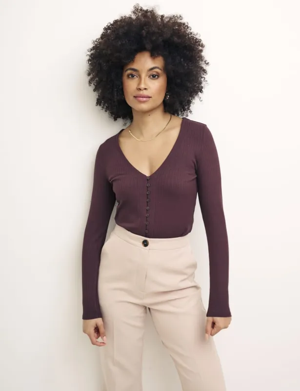 Brown Long Sleeve Button Through Top sold by Nobody's Child
