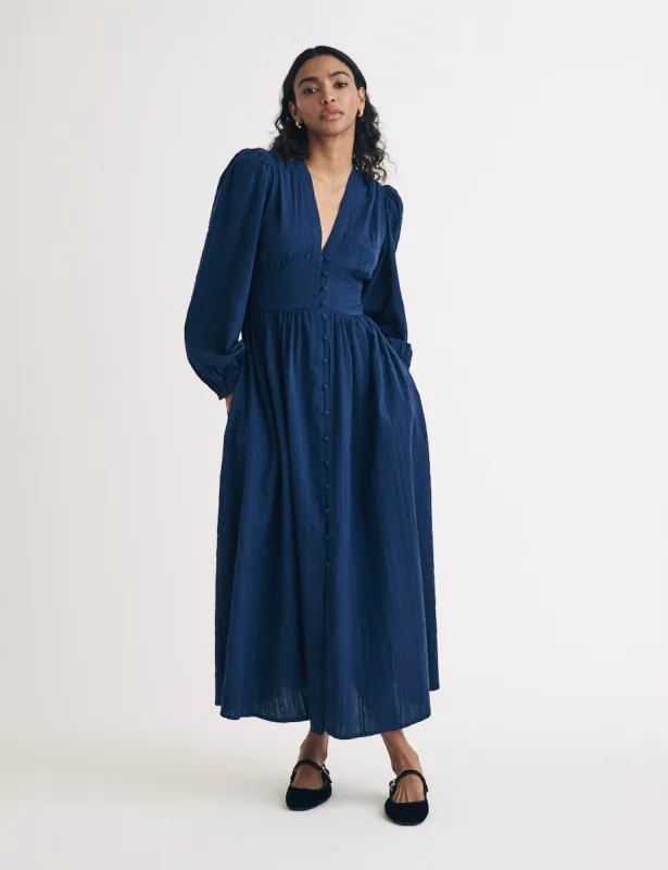 Navy Long Sleeve Starlight Midi Dress sold by Nobody's Child