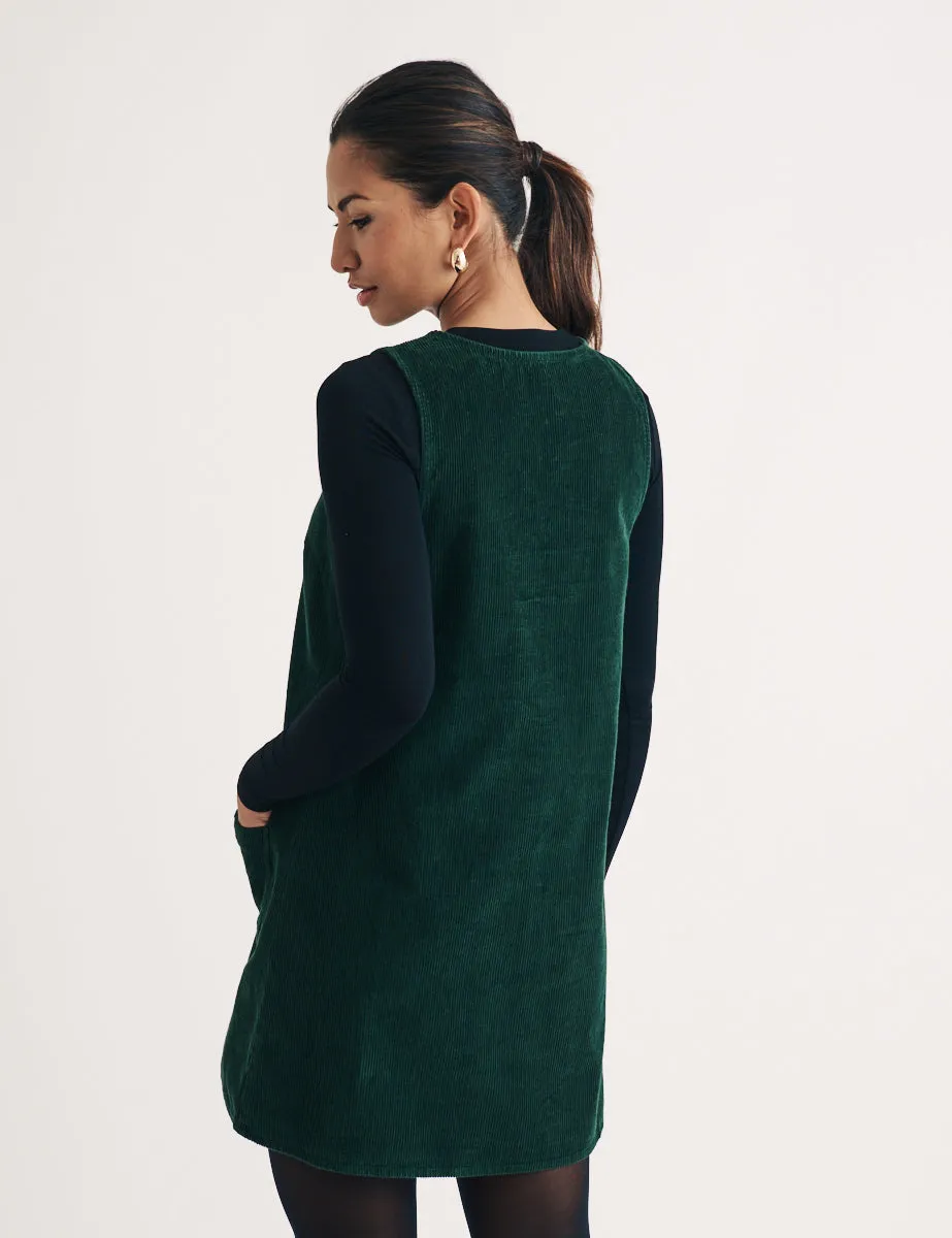 Green Cord Piper Mini Pinafore Dress sold by Nobody's Child product image thumbnail 4