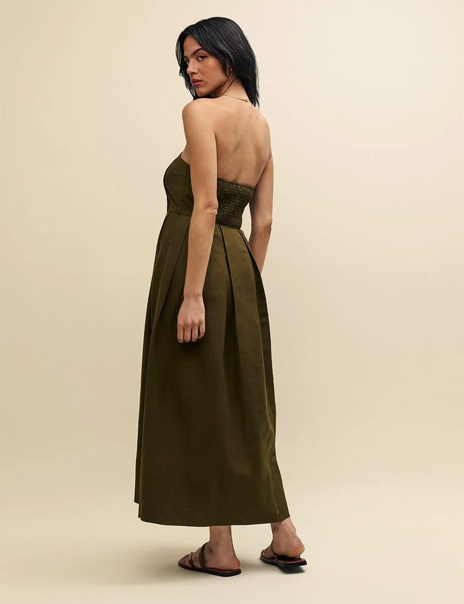 Olive Green Strapless Richie Midi Dress sold by Nobody's Child product image thumbnail 4