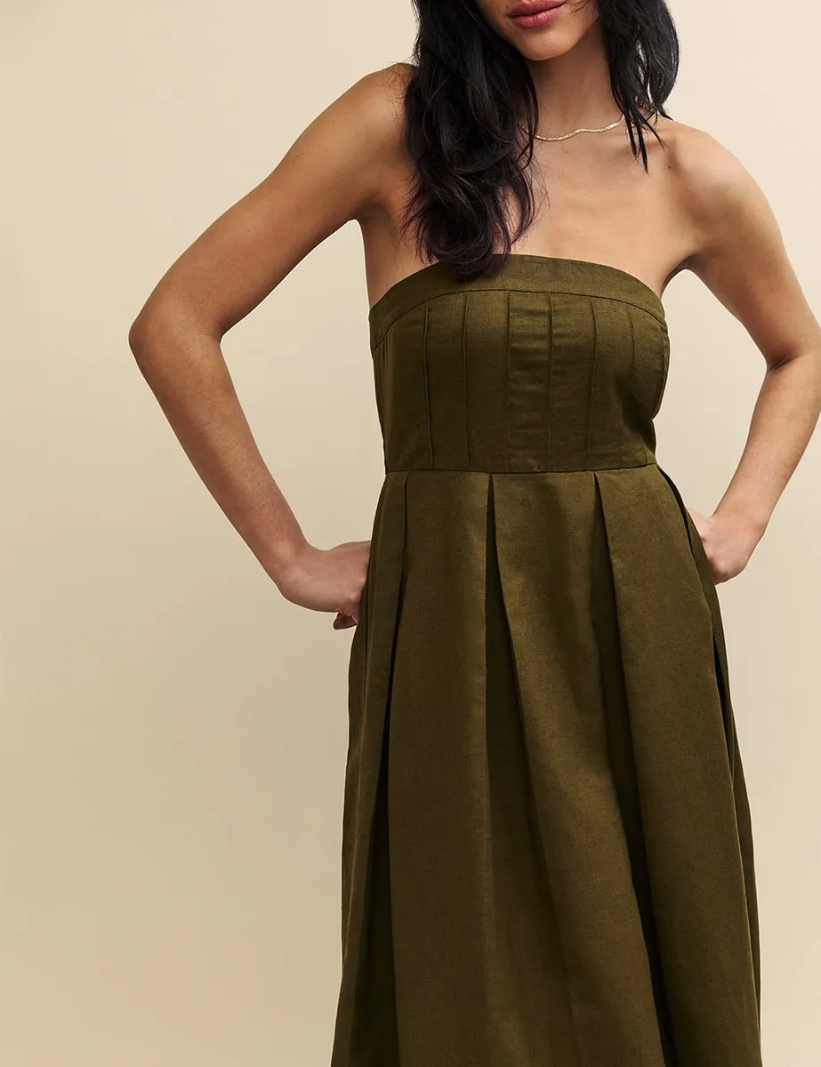 Olive Green Strapless Richie Midi Dress sold by Nobody's Child product image thumbnail 2