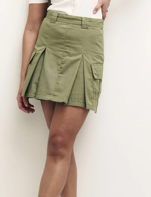 Khaki Green Cargo Utility Mini Skirt sold by Nobody's Child