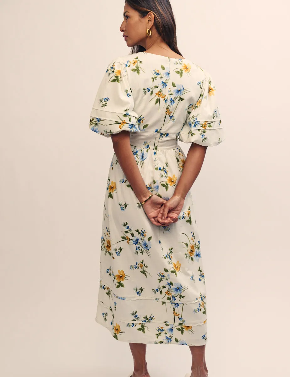 White Floral Clover Midi Dress sold by Nobody's Child product image thumbnail 4