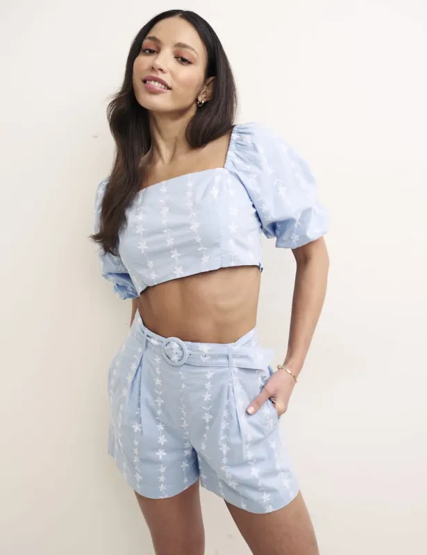 Blue Embroidered Romie Top sold by Nobody's Child