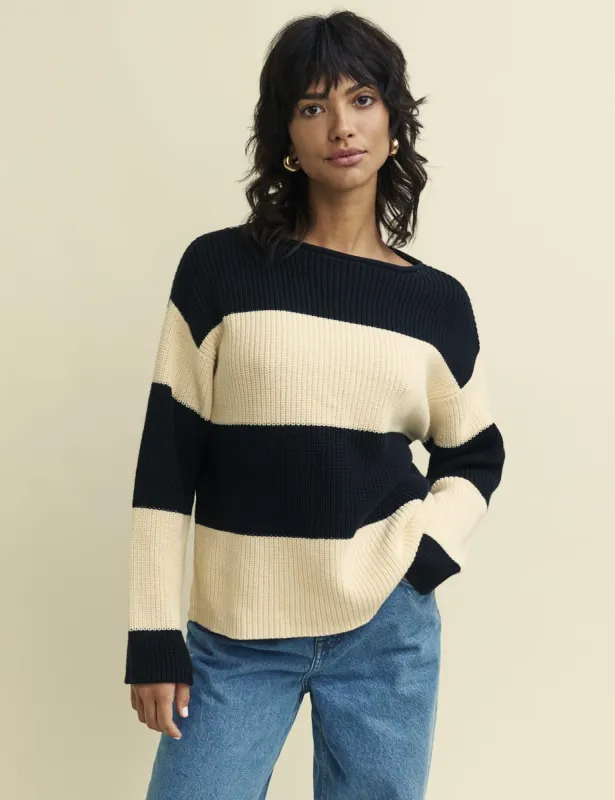 Boxy Stripe Knitted Jumper sold by Nobody's Child
