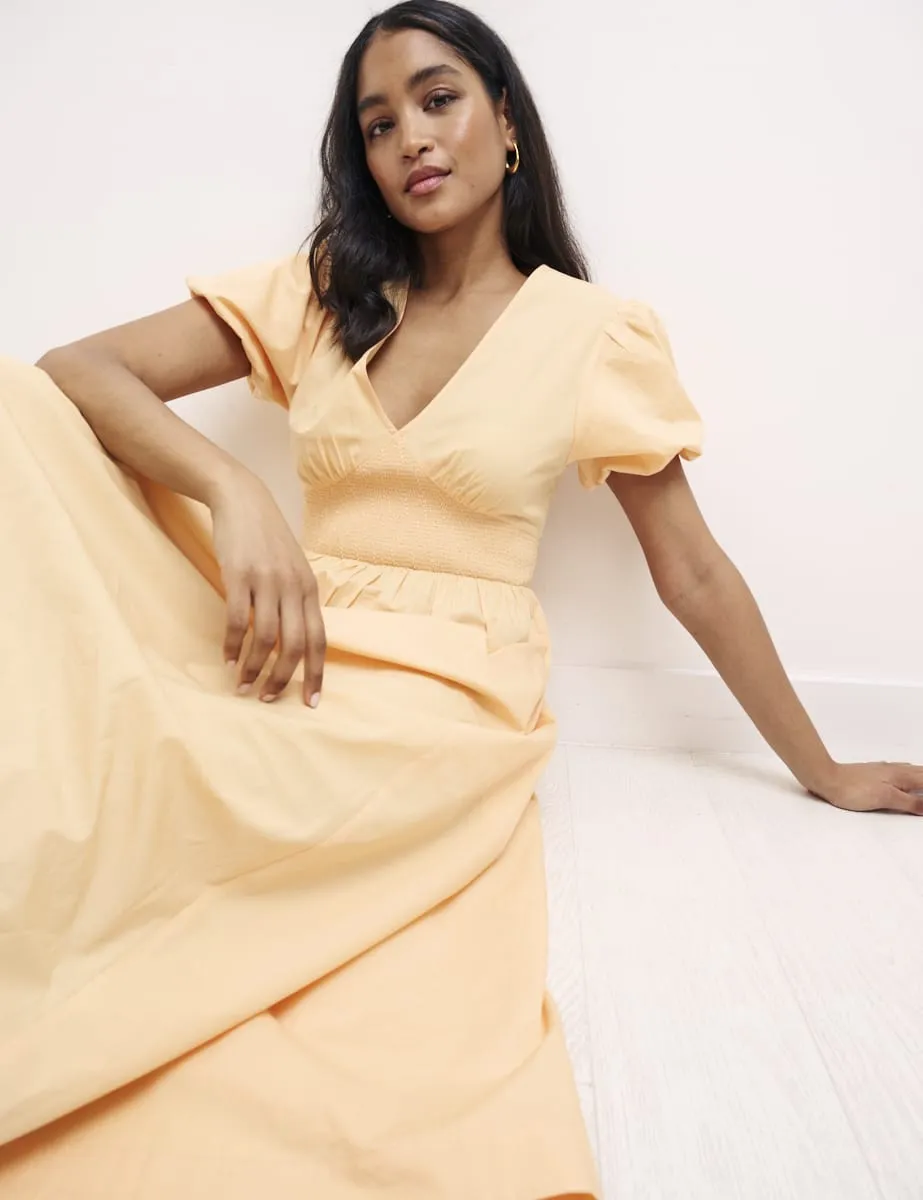 Peach Puff Sleeve Sansa Midi Dress sold by Nobody's Child product image thumbnail 3