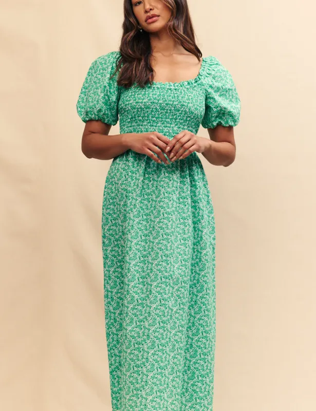 Green Ditsy Floral Beau Midi Dress made by Nobody's Child