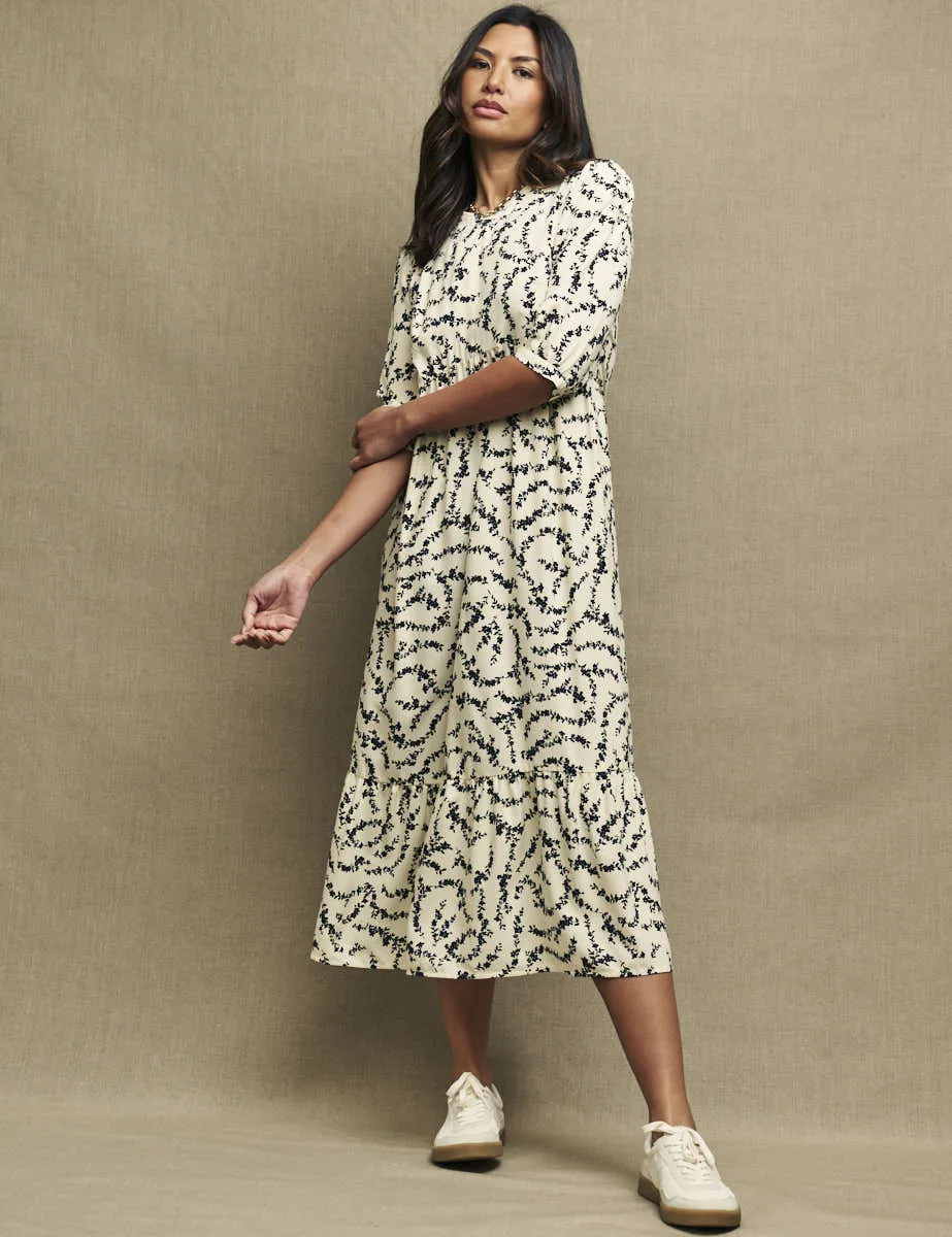 Cream Floral Chain Print Rachel Midi Dress sold by Nobody's Child product image thumbnail 2