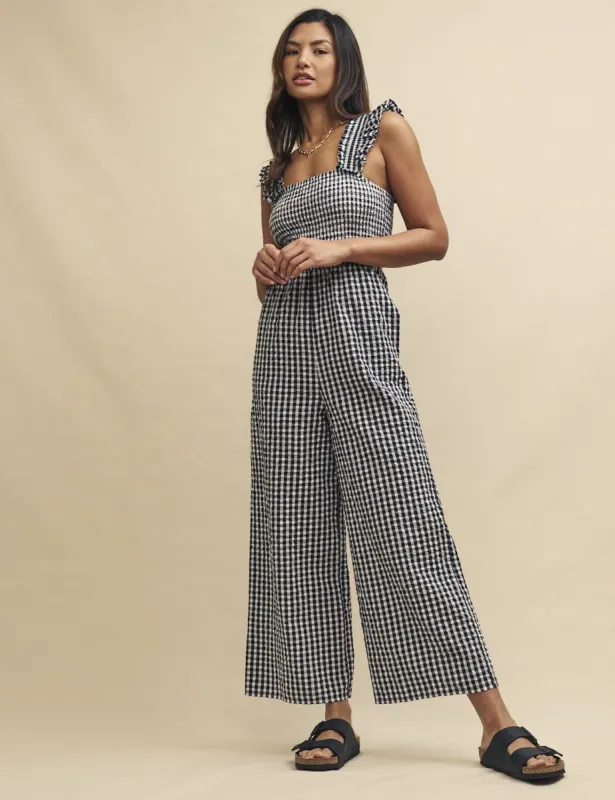 Black Gingham Sleeveless Maya Jumpsuit sold by Nobody's Child