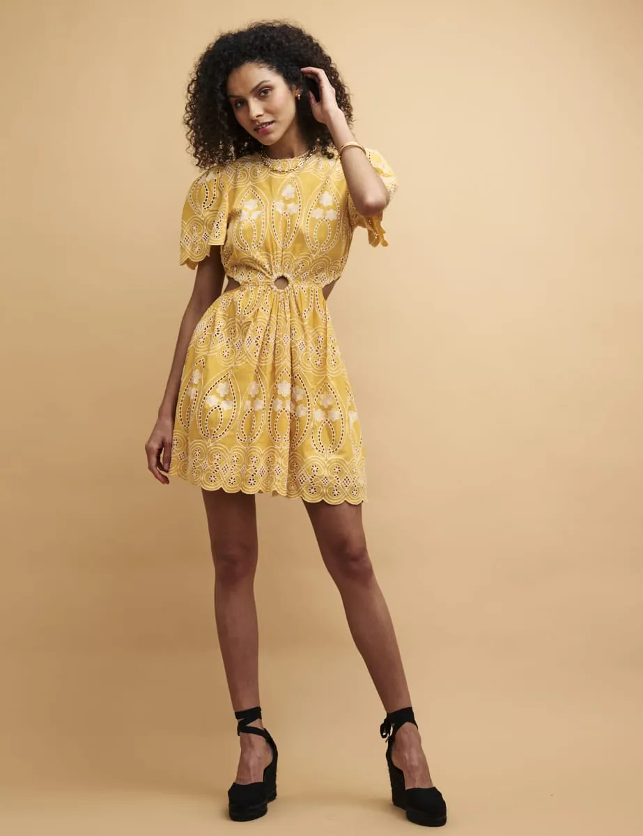 Yellow Broderie Anglaise Paris Mini Dress sold by Nobody's Child product image thumbnail 2