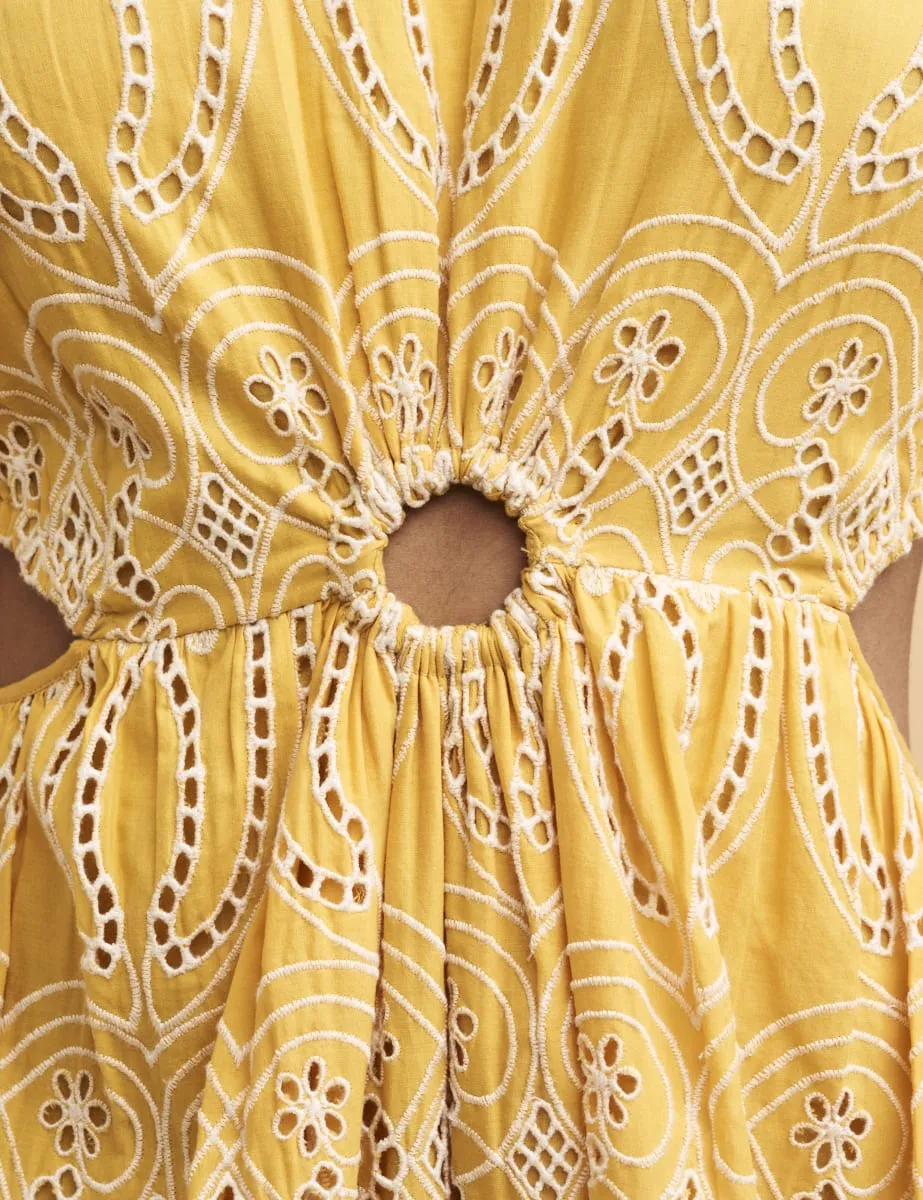 Yellow Broderie Anglaise Paris Mini Dress sold by Nobody's Child product image thumbnail 4
