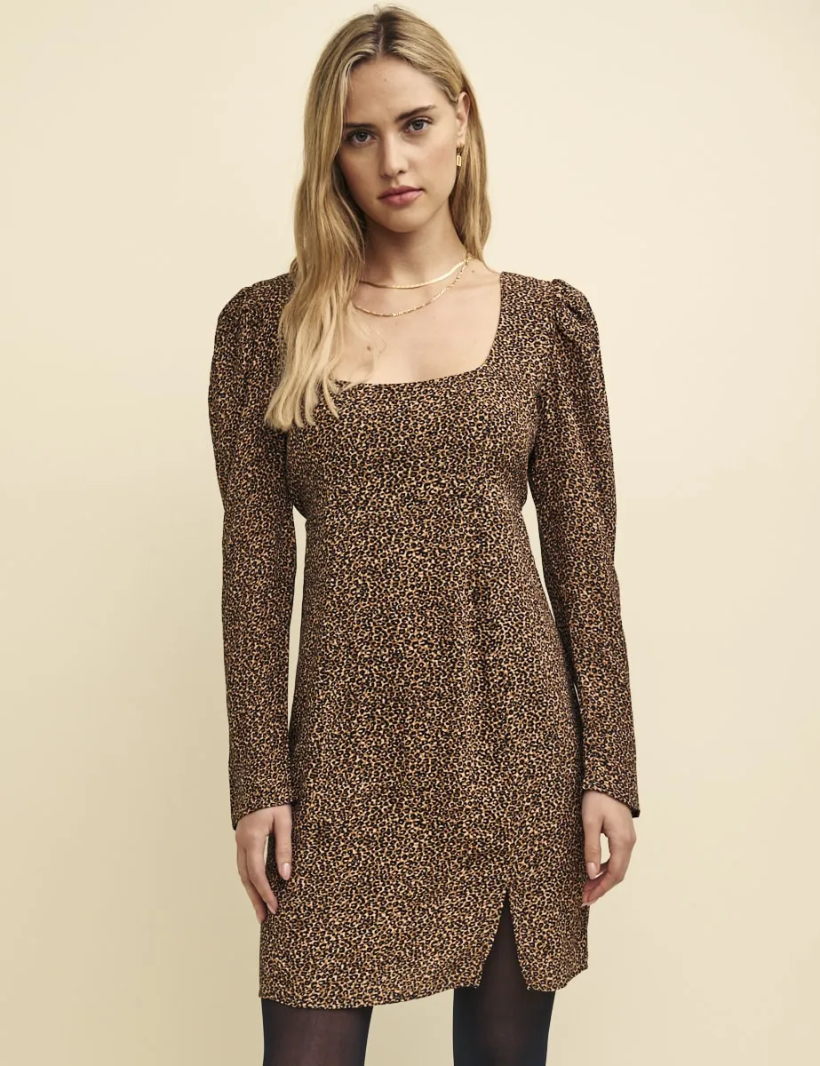 Leopard Print Valentina Long Sleeve Mini Dress sold by Nobody's Child