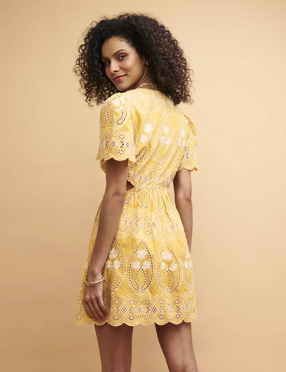 Yellow Broderie Anglaise Paris Mini Dress sold by Nobody's Child product image thumbnail 3