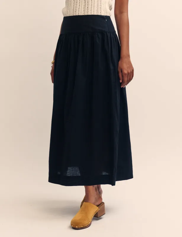 Black Drop Waist Midi Skirt sold by Nobody's Child