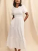 White Tiered Charlie Midi Dress sold by Nobody's Child