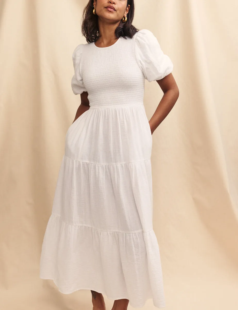 White Tiered Charlie Midi Dress sold by Nobody's Child product image thumbnail 3