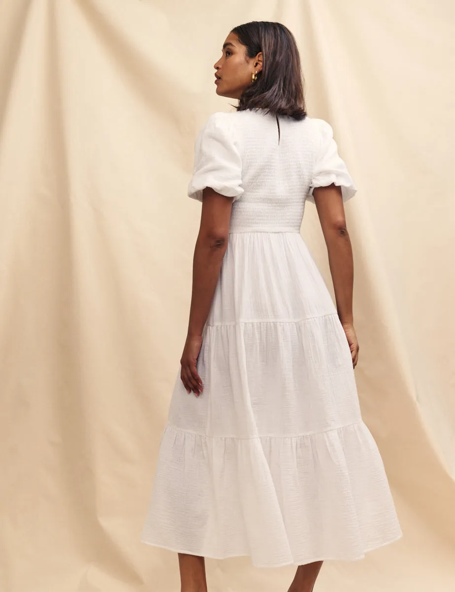 White Tiered Charlie Midi Dress sold by Nobody's Child product image thumbnail 4