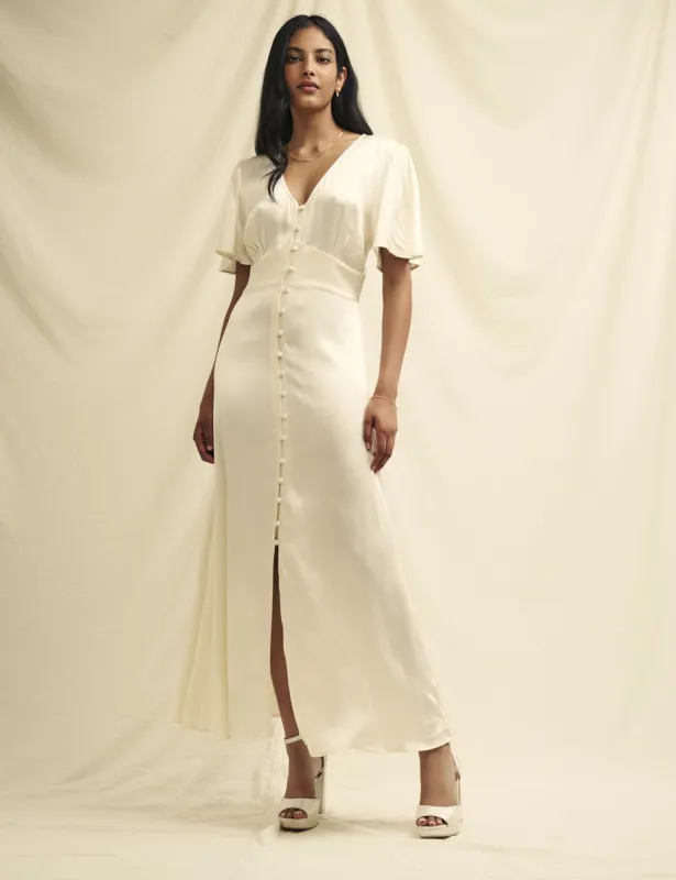 Ivory Satin Bridesmaids Erin Midaxi Dress sold by Nobody's Child