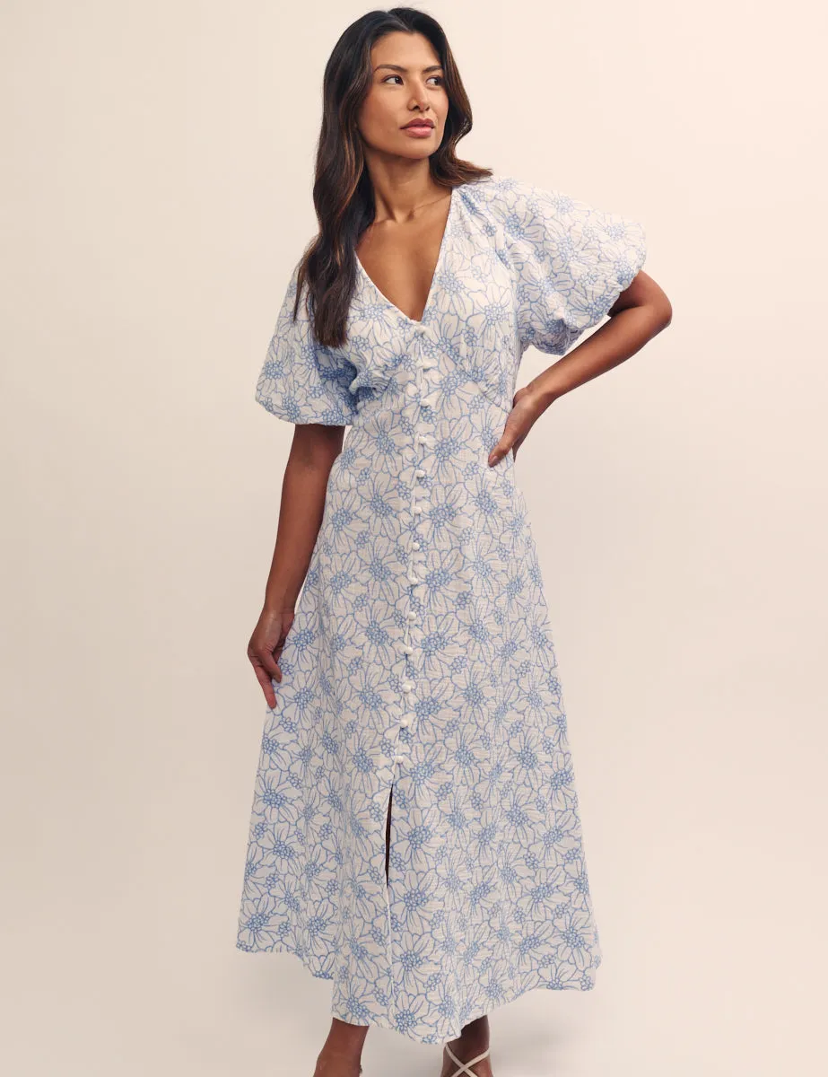 White Embroidered Floral Lennox Midi Dress sold by Nobody's Child product image thumbnail 4