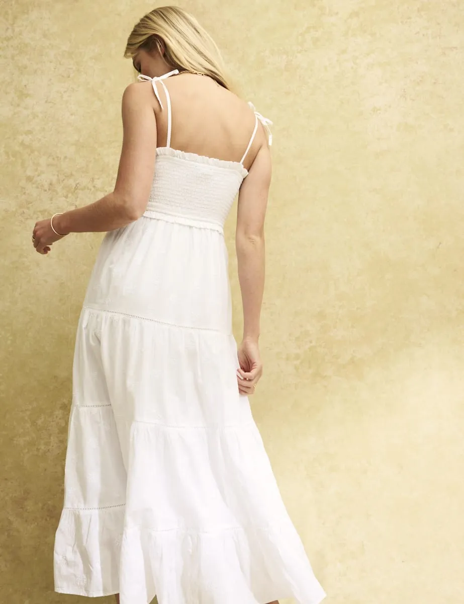 White Shirred Maisi Midi Dress sold by Nobody's Child product image thumbnail 4