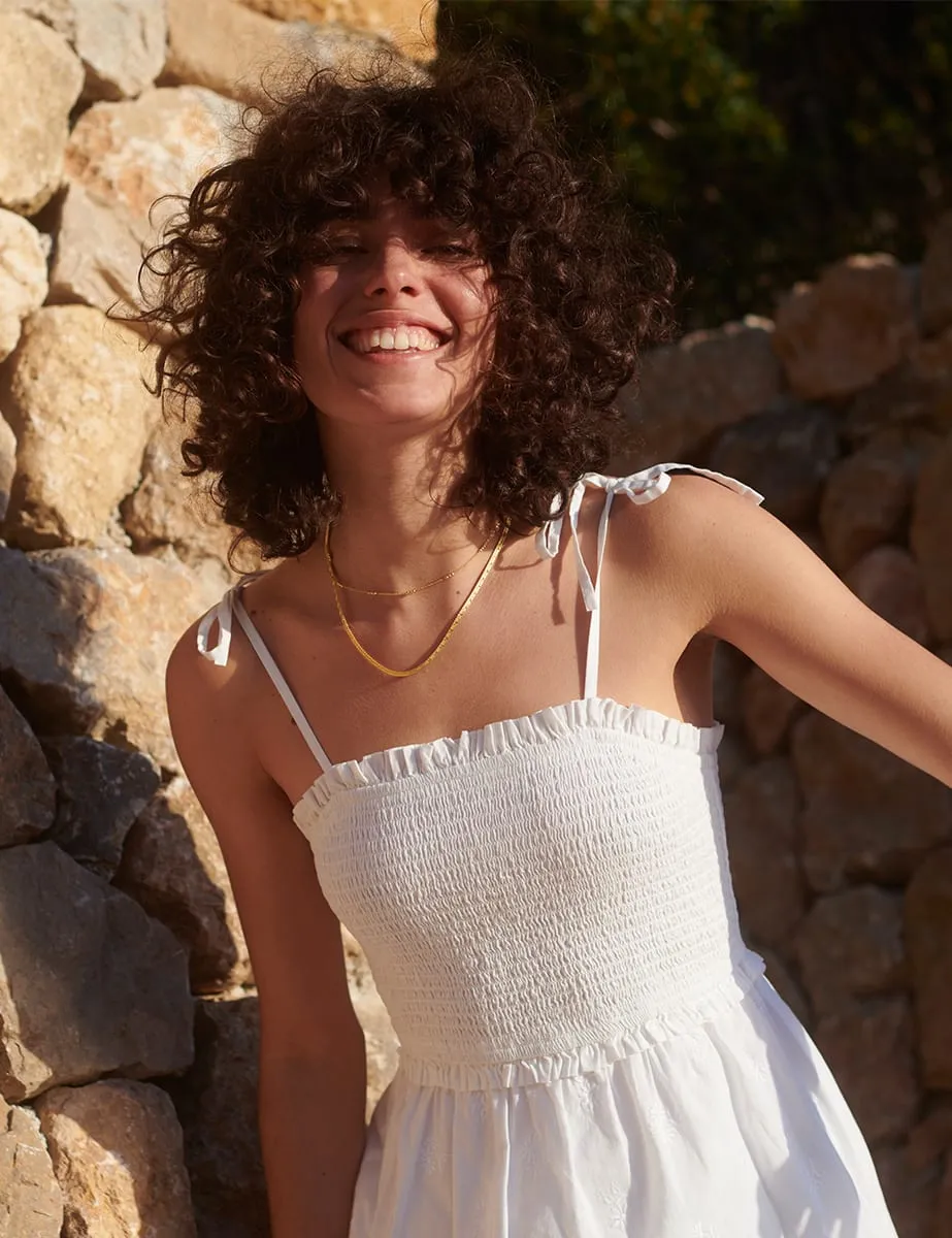 White Shirred Maisi Midi Dress sold by Nobody's Child