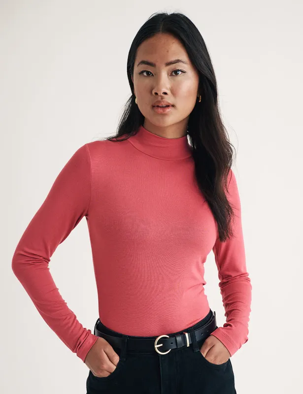 Pink Funnel Neck Long Sleeve Top sold by Nobody's Child