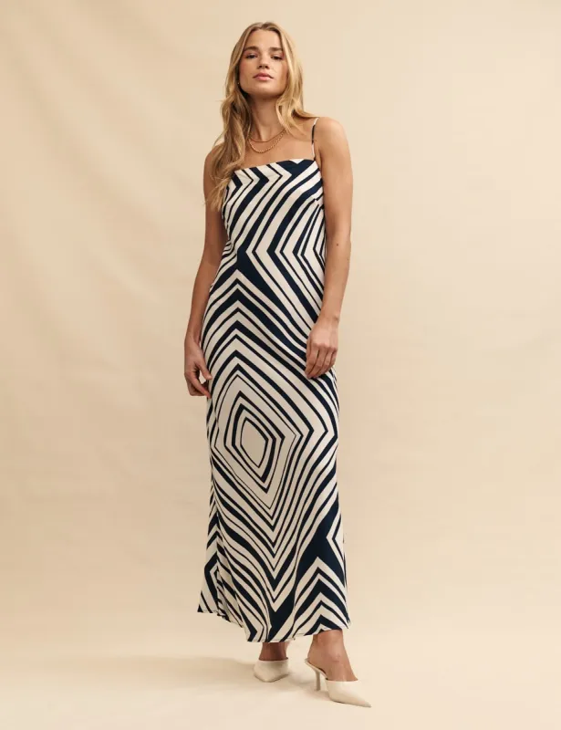 Black & White Abstract Stripe Ruthie Maxi Dress sold by Nobody's Child