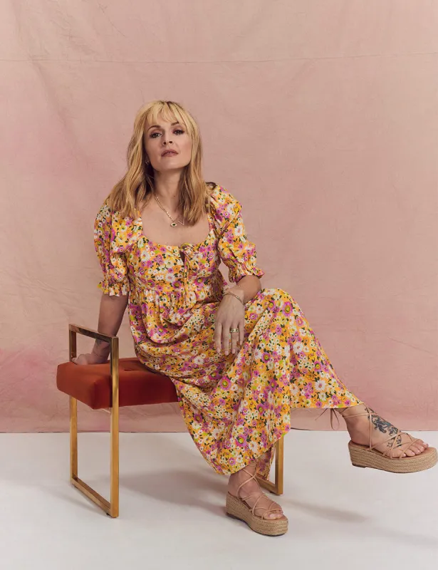 Fearne Cotton Yellow Floral Martina Midi Dress made by Nobody's Child