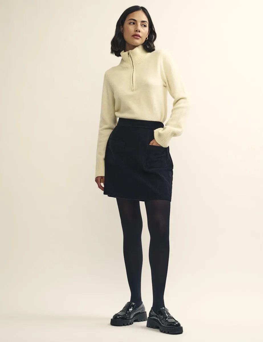 Petite Black Cord A-Line Mini Skirt sold by Nobody's Child