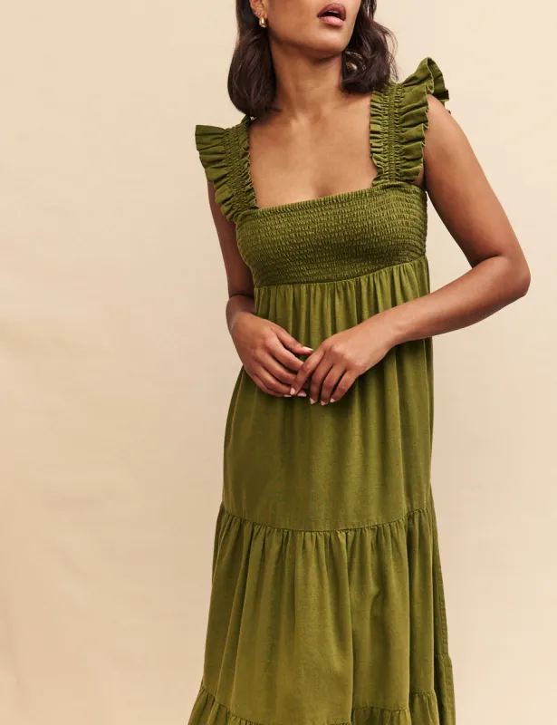 Petite Khaki Green Maya Maxi Dress made by Nobody's Child