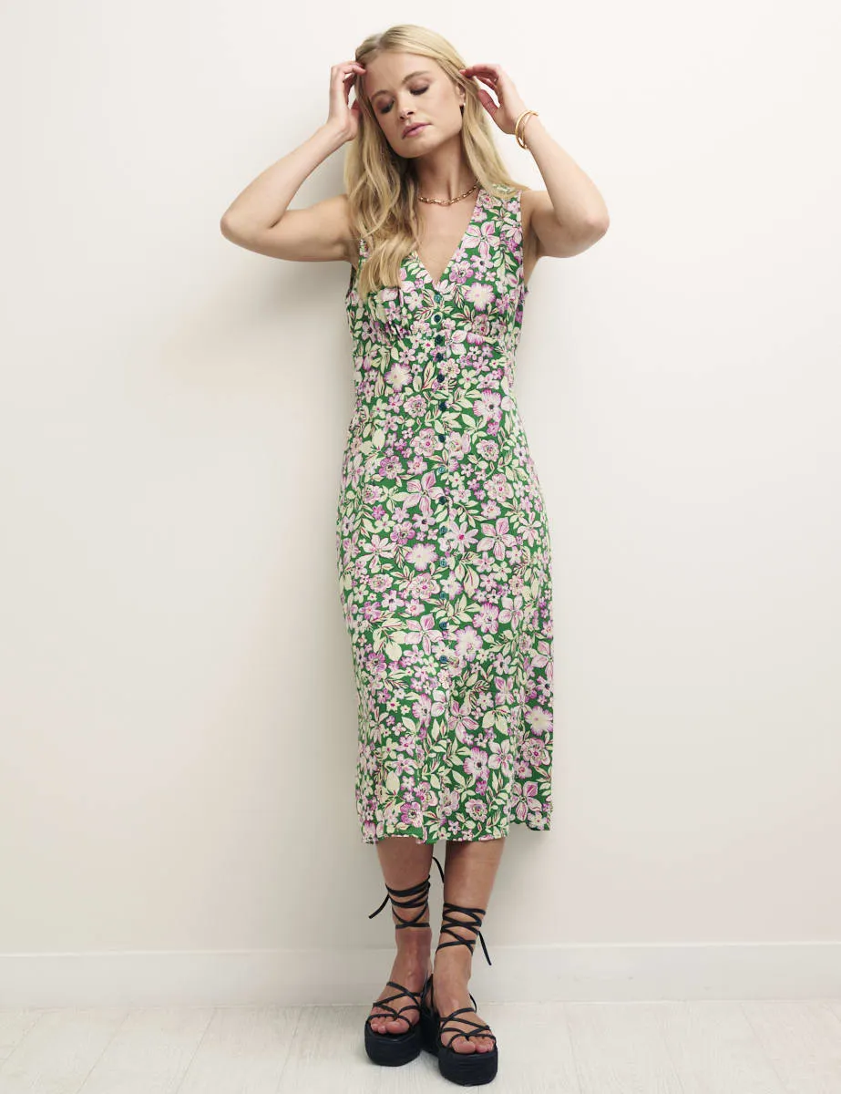 Green and Pink Floral Sandra Midi Dress sold by Nobody's Child