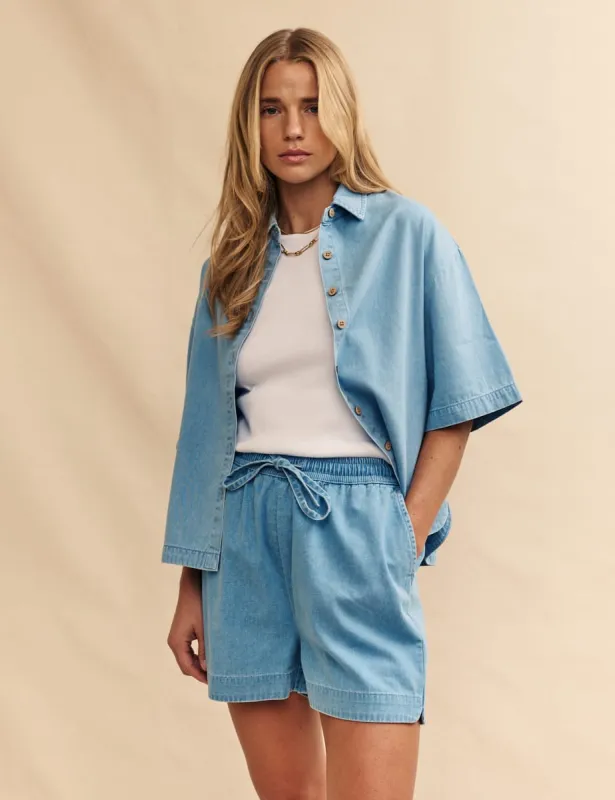 Light Wash Denim Short Sleeve Shirt sold by Nobody's Child