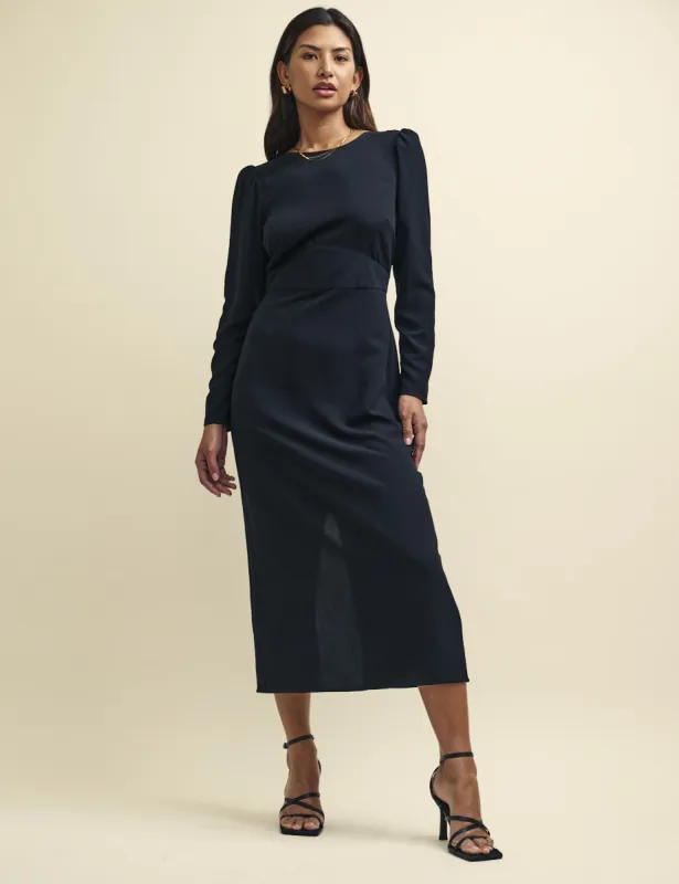 Black Gemma Panelled Waist Midaxi Dress sold by Nobody's Child