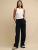 Petite Black Linen-blend Drawstring Trousers sold by Nobody's Child