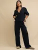 Petite Black Linen-blend Drawstring Trousers sold by Nobody's Child