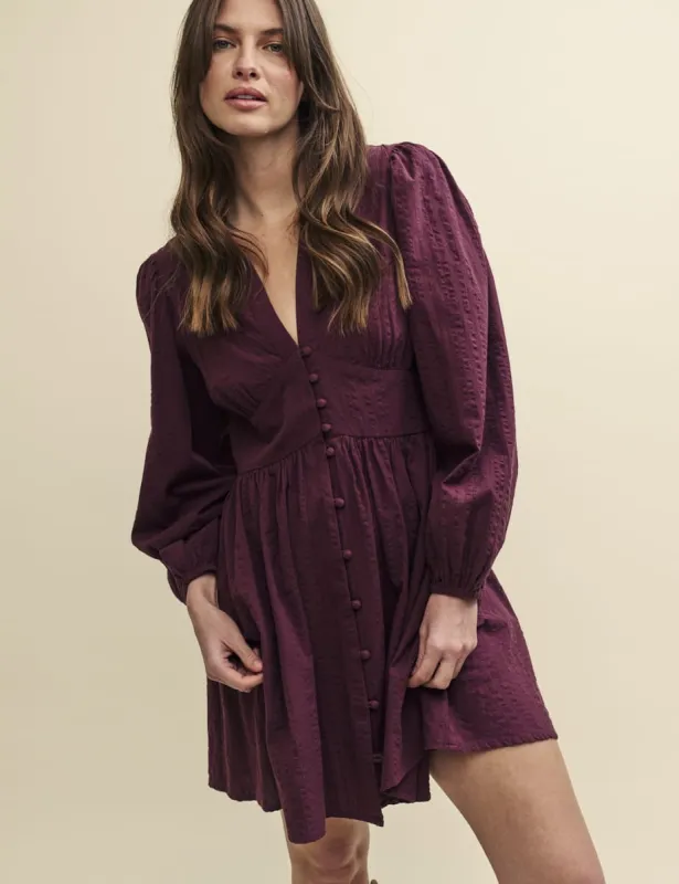 Plum Starlight Long Sleeve Mini Dress sold by Nobody's Child