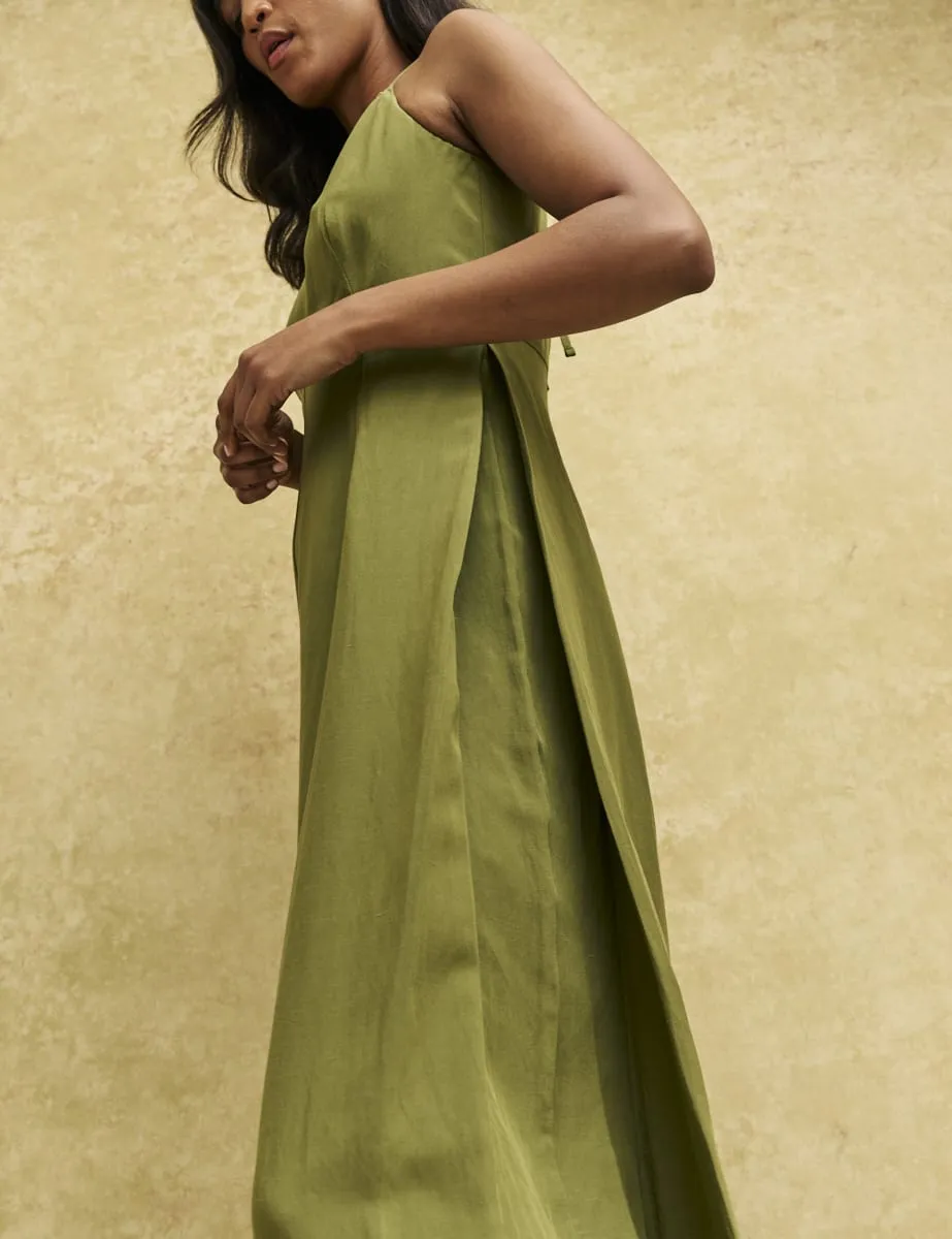 Khaki Linen-blend Wide Leg Maryana Jumpsuit sold by Nobody's Child product image thumbnail 3