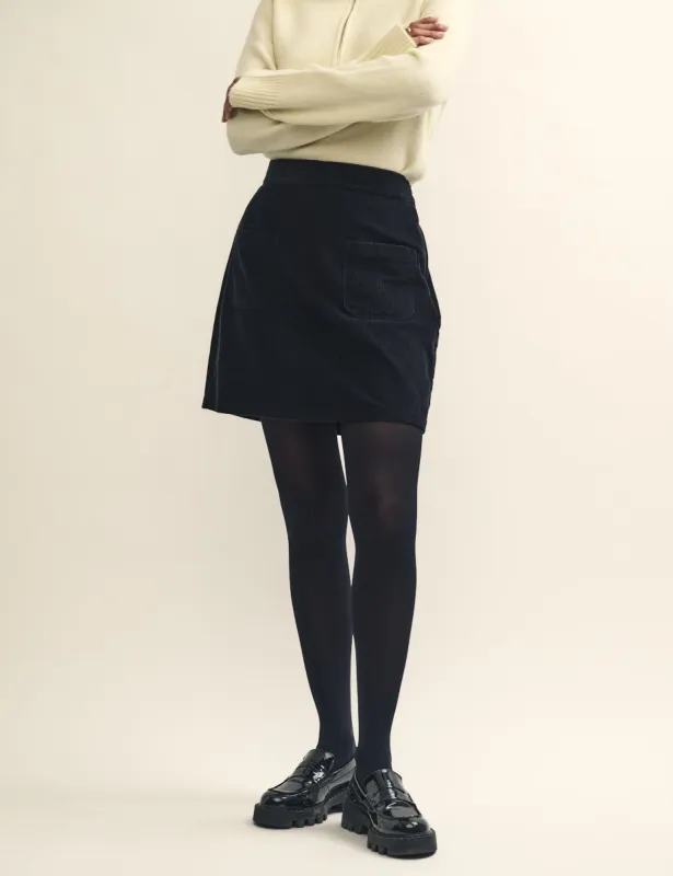 Black Cord A-Line Mini Skirt sold by Nobody's Child