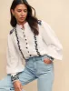 White Floral Embroidered Blouse sold by Nobody's Child