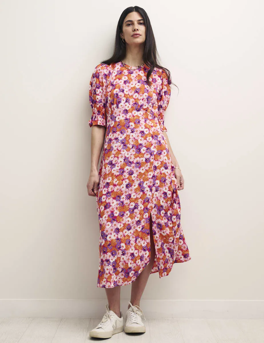 Petite Pink Daisy Print Luna Midi Dress sold by Nobody's Child